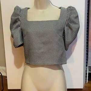 Women's Black and White Houndstooth Top